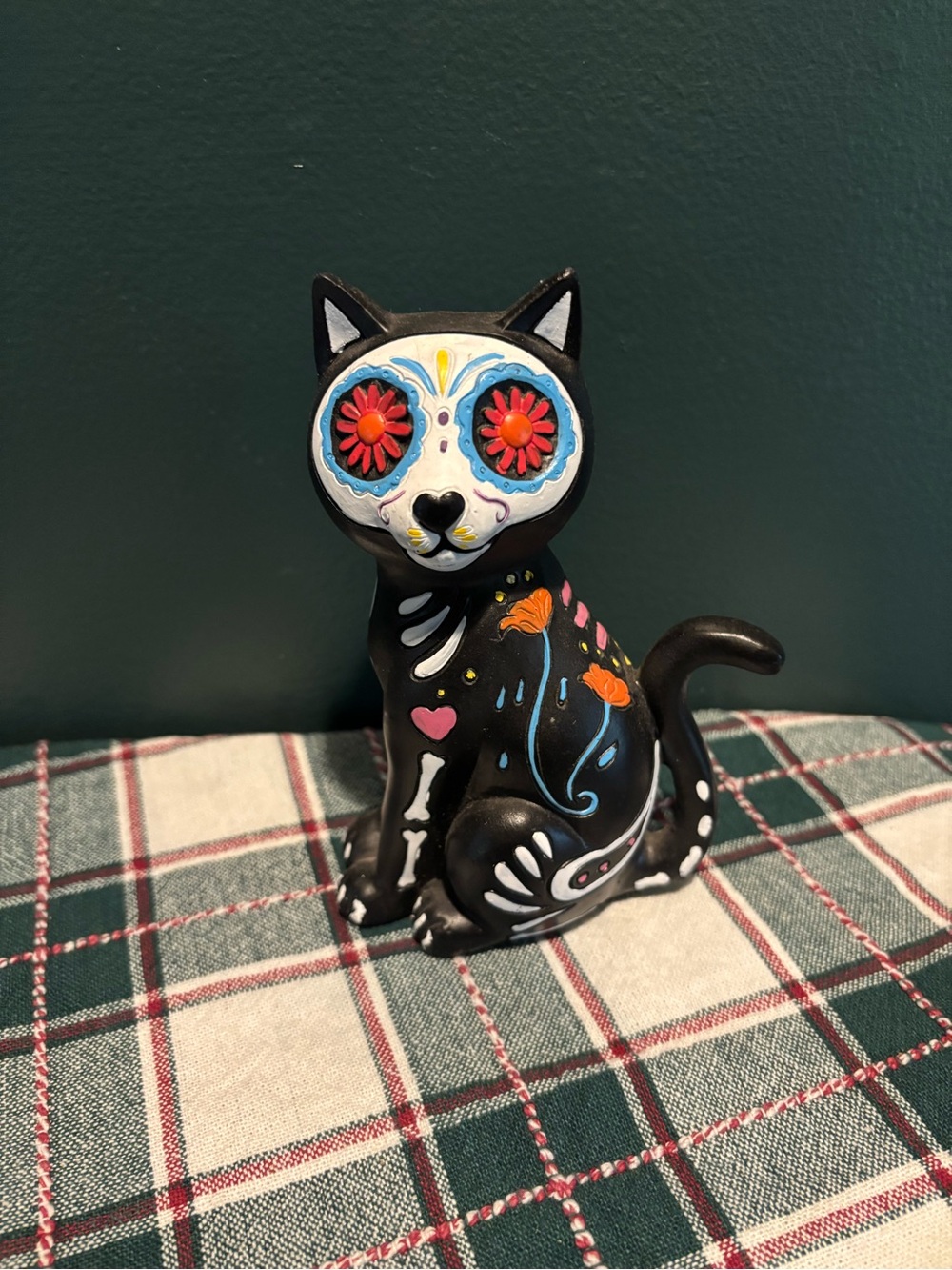 Decorative Black Day of the Dead Cat Figurine